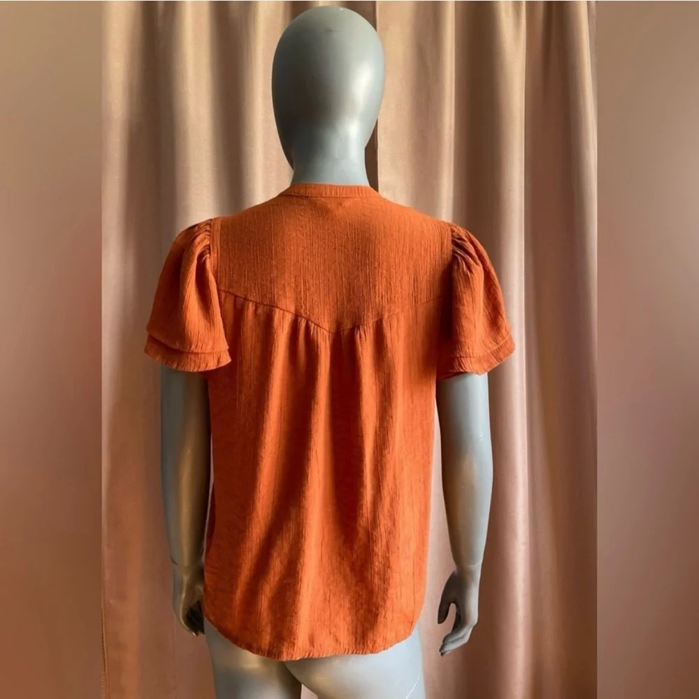 Nanette Lepore Burnt Orange Blouse with Button Detail GUC - Picture 2 of 6